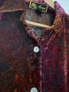 MIRASOL Embossed Velvet Button Up Shirt Sz XL Reflective Red Long Sleeve