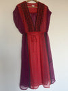 NATURAL LIFE Embroidered Maxi Shirt Dress One Size Coverup Sheer Red Boho Floral