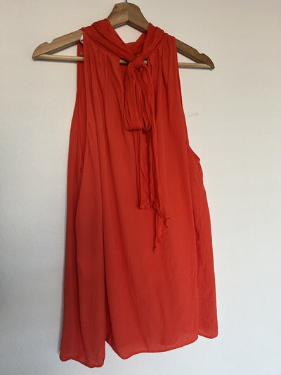Diane Von Furstenberg Dove Orange Silk Top Blouse Size L