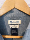 MADEWELL Womens Botton Up Shirt Gray Sz M Short Sleeve Classic Workwear Career