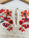 UMGEE Crochet Floral Mini Dress Sz M Ivory Embroidered Cottagecore Boho Western