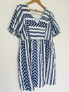 OLD NAVY Woven Dress Sz L Short Sleeve Pockets Aztec Boho Southwestern Tunic