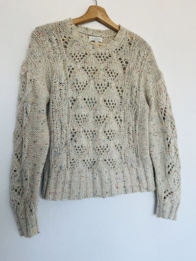 LUCKY BRAND Oatmeal Sweater Size M Long Sleeve Colorful Speckled Boho