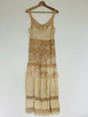 1920s Lace & Tulle Slip Style Dress Tan Tea Stained Bodice Gatsby Boho