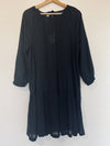 GAP Black Drop Waist Dress Sz L Tie Back Sheer Coverup Boho