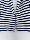 CHICO’S Knit Blazer Jacket Sz Small Nautical Blue White Stripes Cropped