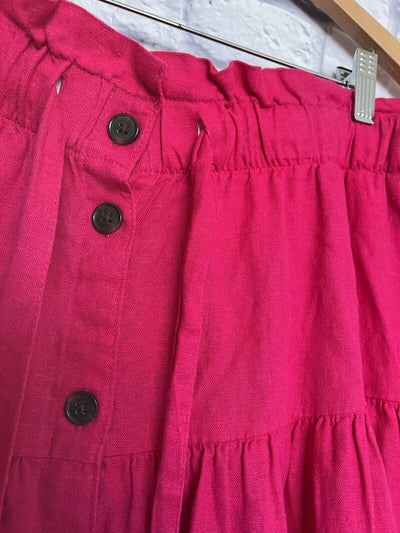 UNIVERSAL THREAD Womens L Skirt Pink Midi Tie Elastic Waist Button-Front Boho