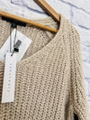 SANCTUARY NWT Chunky Knit Sweater Sz M Long Sleeve V-Neck Cotton/Alpaca Hi-Low