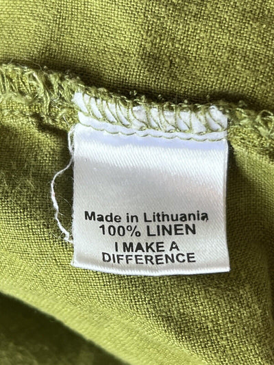 FLAX 100% Linen Women's Pullover Shirt Sz L Green Lagenlook