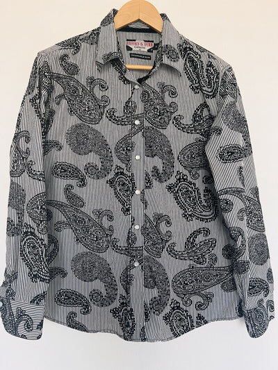 Brooks & Dunn Panhandle Western Shirt Sz XL Pearl Snaps Paisley Velvet Details
