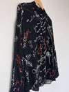 ALLSAINTS Kyra Embroidered Blouse Sz M Black Lightweight Sheer Button Down