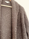 J. Jill Speckled Open Front Cardigan Sweater Sz S Brown Lambs Wool Pockets Boho