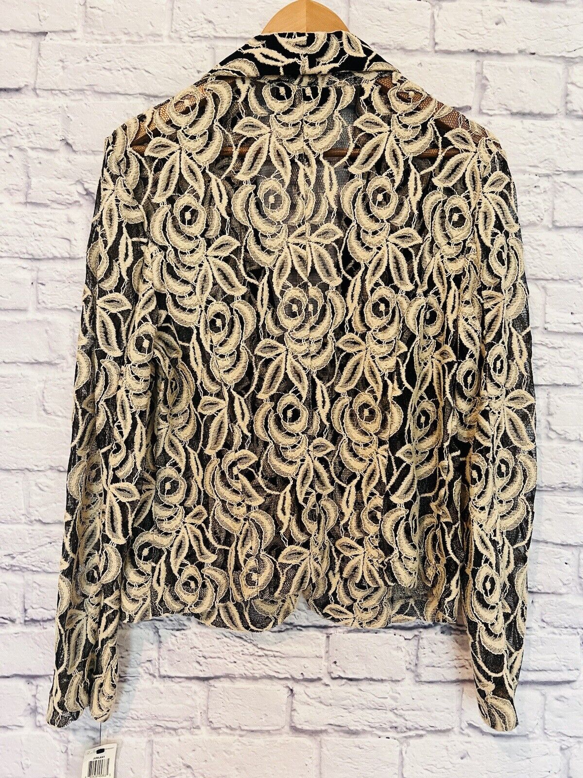 INC INTERNATIONAL NWT Womens Lace Blazer Sz XL Embroider Black & Beige