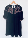 MIAMI Francesca’s Black Embroidered Dress Sz XS Tassel Boho Hippie Mini Tunic
