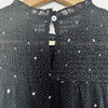 LUCKY BRAND Ditsy Floral Blouse Sz S Long Sleeve Black Smocked Neck Top Boho
