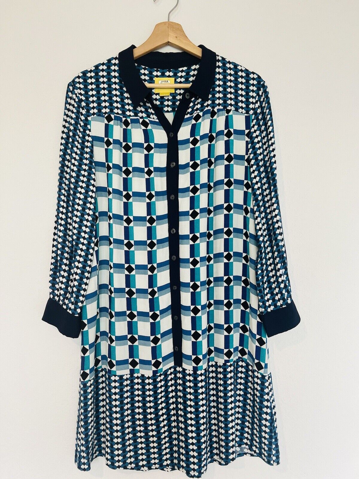 MAEVE Anthropologie Mod Retro Tunic Dress Sz 8 Geometric Print Long Sleeve