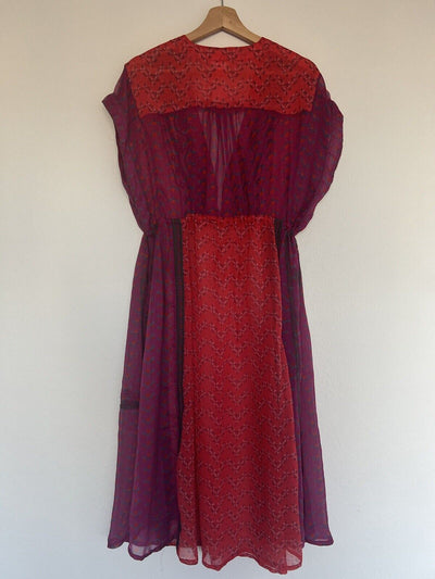 NATURAL LIFE Embroidered Maxi Shirt Dress One Size Coverup Sheer Red Boho Floral