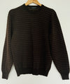 JHANE BARNES 100% Cashmere Sweater Sz M Brown Geometric Stripe Dot