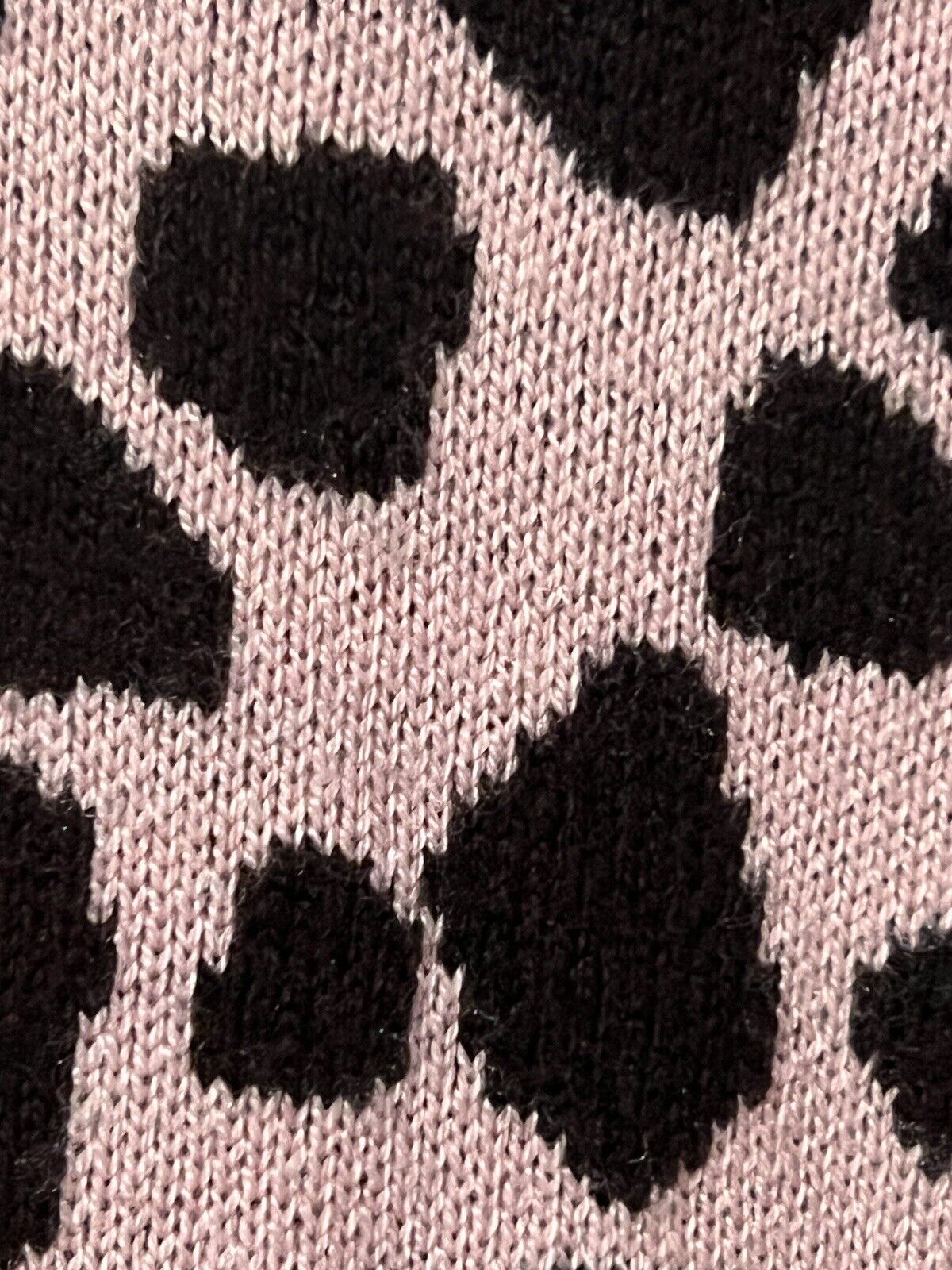 ANN TAYLOR Knit Sweater Dress Sz M Pink Brown Animal Print Long Sleeve Mock Neck