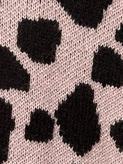 ANN TAYLOR Knit Sweater Dress Sz M Pink Brown Animal Print Long Sleeve Mock Neck