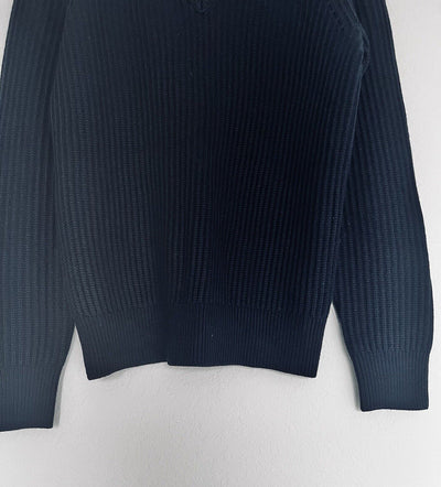 Banana Republic Navy Blue Merino Wool Sweater Sz S V-Neck Shoulder Botton Detail