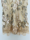 TUART Floral Lace Overlay Nude Bodysuit Sz M Pastel Blouse Embroidery Boho Fairy