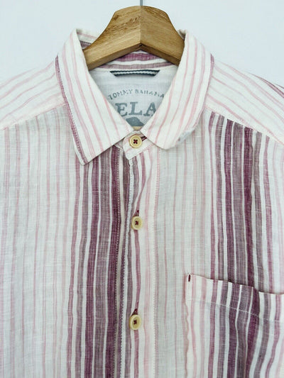 TOMMY BAHAMA Shirt Mens Sz M Relax Striped Long Sleeve Button Up 100% Linen