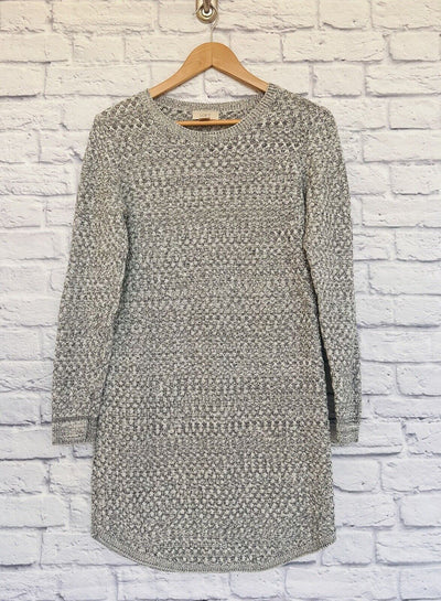 LOFT Womens Sweater Dress Sz M Black & White Heavy Knit Warm Trending Style