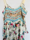 REFORMATION AMUR Silk Floral Slip Dress Sz 12 Asymmetrical Pleated Ruffle
