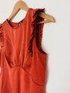 EXPRESS Ruffled Blouse Sz M Rust Color Cropped Zip Open Back