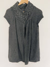 ARMANI EXCHANGE Knitted Short Sleeve Cardigan Sz S Cable Knit Collar Open Front