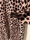 ANN TAYLOR Knit Sweater Dress Sz M Pink Brown Animal Print Long Sleeve Mock Neck