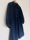 GAP Eyelet Shirt Dress Sz XL Navy Blue 100% Cotton Crochet Tie Pockets Boho