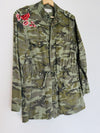 KNOX ROSE Embroidered Jacket Sz L Camo Anorak Cargo Utility Pockets Boho