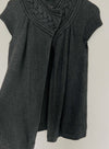 ARMANI EXCHANGE Knitted Short Sleeve Cardigan Sz S Cable Knit Collar Open Front