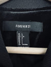 FOREVER 21 Black Velvet Velour Bomber Jacket Sz L Gold Zip Grunge Gothic