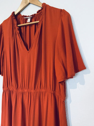 Knox Rose Midi Dress Sz L Pumpkin Spice Burnt Orange Vacation Boho Preppy