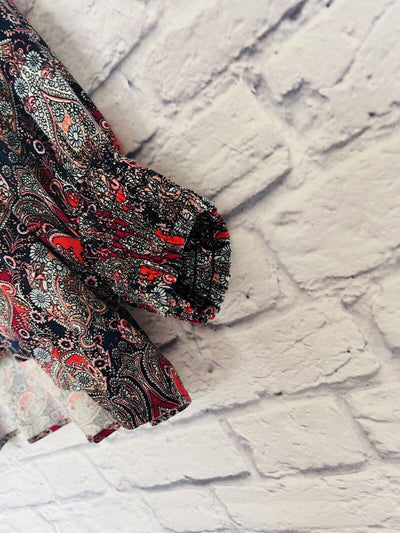 KRAZY KAT Woman’s Multicolor Paisley V Neck Long Sleeve Floral Blouse Size 3X