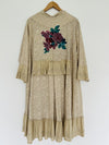 PAPER LACE Floral Design Shirt Jacket Sz 2X Duster Button Ruffle Boho Lagenlook