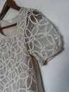 PAZZO Floral Crochet Lace Overlay Blouse Ivory Sz S Short Puff Sleeves Boho Top
