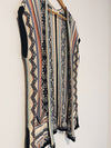 PINK ROSE Southwestern Cardigan Knit Sz L Sleeveless Pockets Open Front Aztec