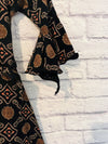 MINI ANGEL Girls 10 Black Dress Rayon Layered Lined Gometric Print Bows Flowers
