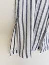 CHICO’S 100% Linen Striped Vest Sz M Blue/White Collar Open Front Lined Nautical