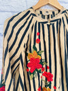 ANTHROPOLOGIE AKEMI+KIN Womens Manuela Blouse Sz S Striped Floral Embroidered