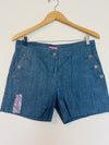 Isaac Mizrahi Womens Shorts 6 Blue Chambray Button Pockets Classic Casual Preppy
