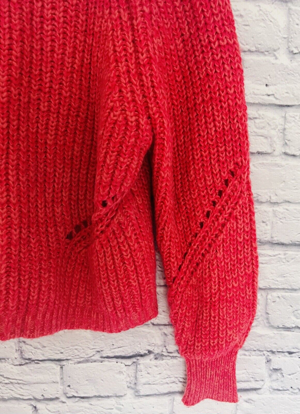LOFT Womens Sweater Crop Pullover Long Sleeve Sz S Cozy Pink Knit