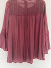 KNOX ROSE Fuchsia Flowy Top Sz XXL Lace Ruffle Flared Long Sleeves Blouse