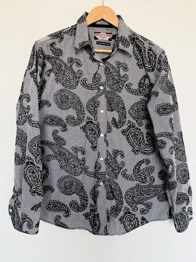 Brooks & Dunn Panhandle Western Shirt Sz XL Pearl Snaps Paisley Velvet Details