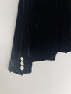 RACHEL ZOE Black Velvet Velour Blazer Sz L Double-Breasted Gold Accent Buttons