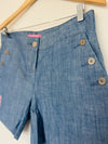 Isaac Mizrahi Womens Shorts 6 Blue Chambray Button Pockets Classic Casual Preppy